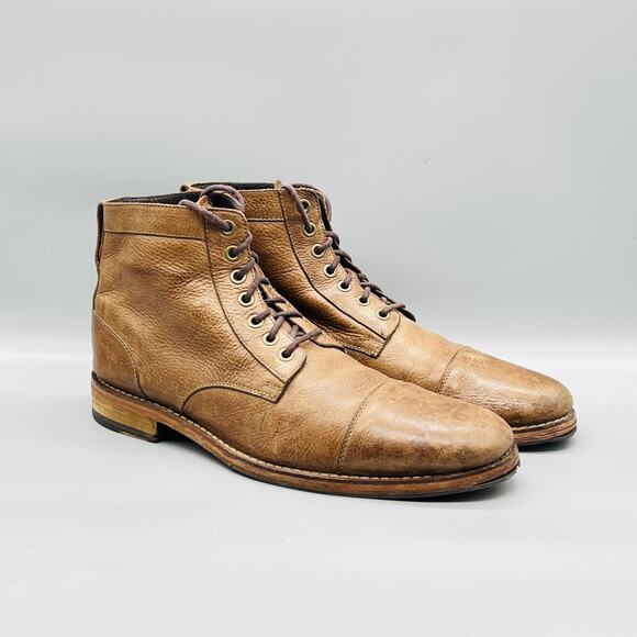 Cole Haan Boots Men 11.5 Brown Leather Combat Cap Toe Ankle Lace Up Casual main image 9